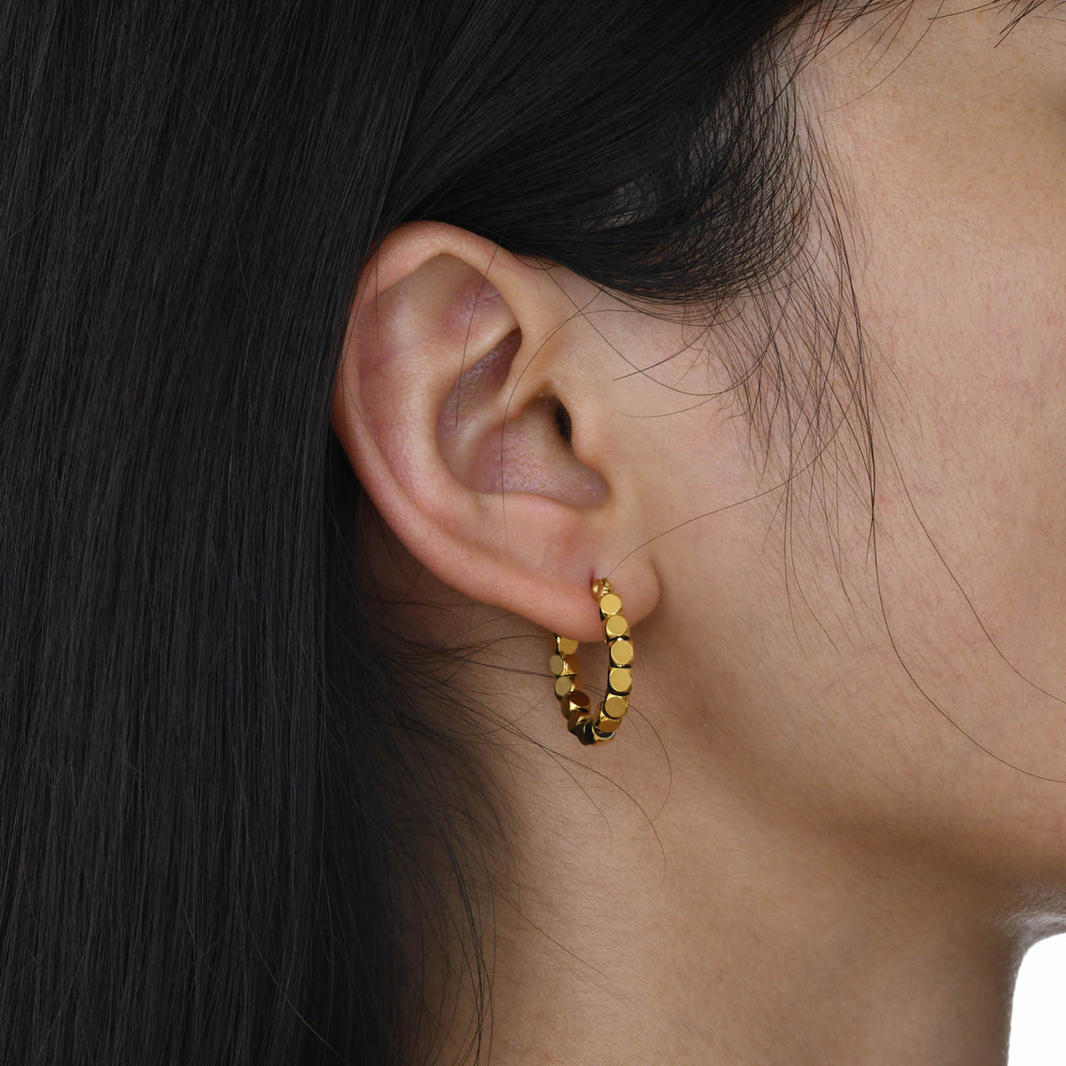 Gold-Tone Disc Hoop Earrings