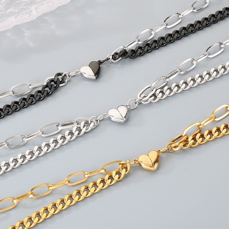 Hip Hop Niche 3.8 Muse Festival Gift Gift – Magnetic Love Titanium Steel Cuban Chain Bracelet