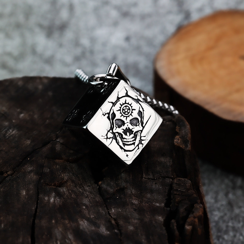 Cross-Border Pendant Square Skull Jewelry Necklace for Men