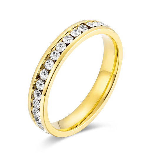 18K Gold-Plated Pavé Zircon Stainless Steel Ring