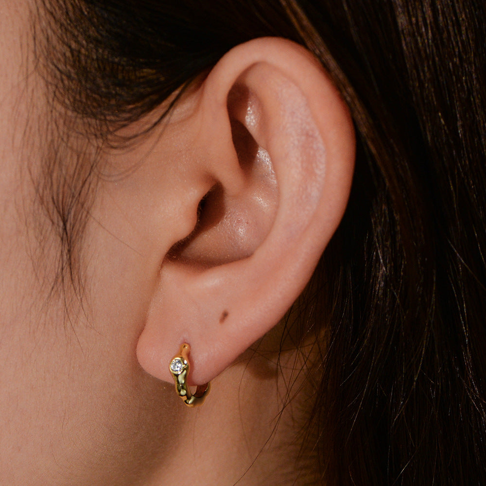 Planderful S925 Sterling Silver Irregular Geometric Earrings For Women Lightweight Zircon Sparkle