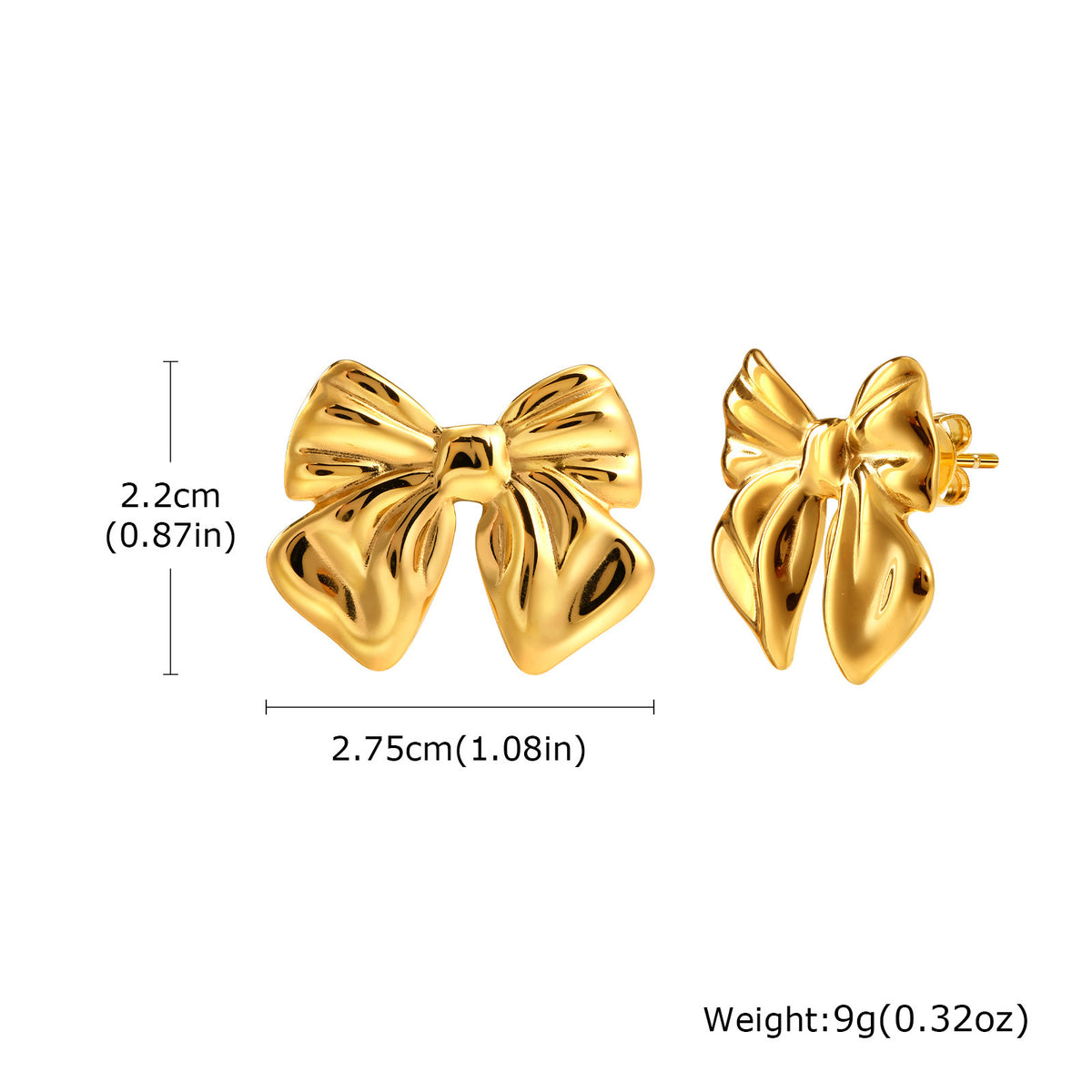 Modern Gold-Tone Stainless Steel Earrings