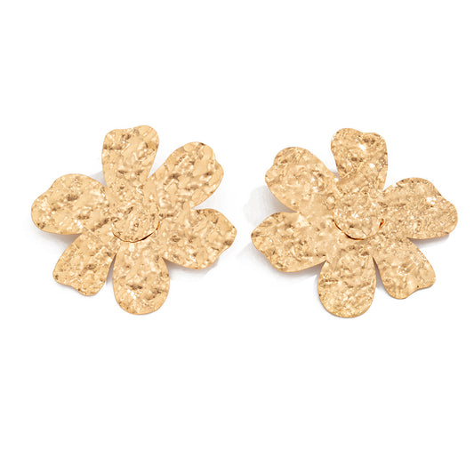 Planderful Vienna Verve Earrings – Elegant Three-Dimensional Metal Flower Design