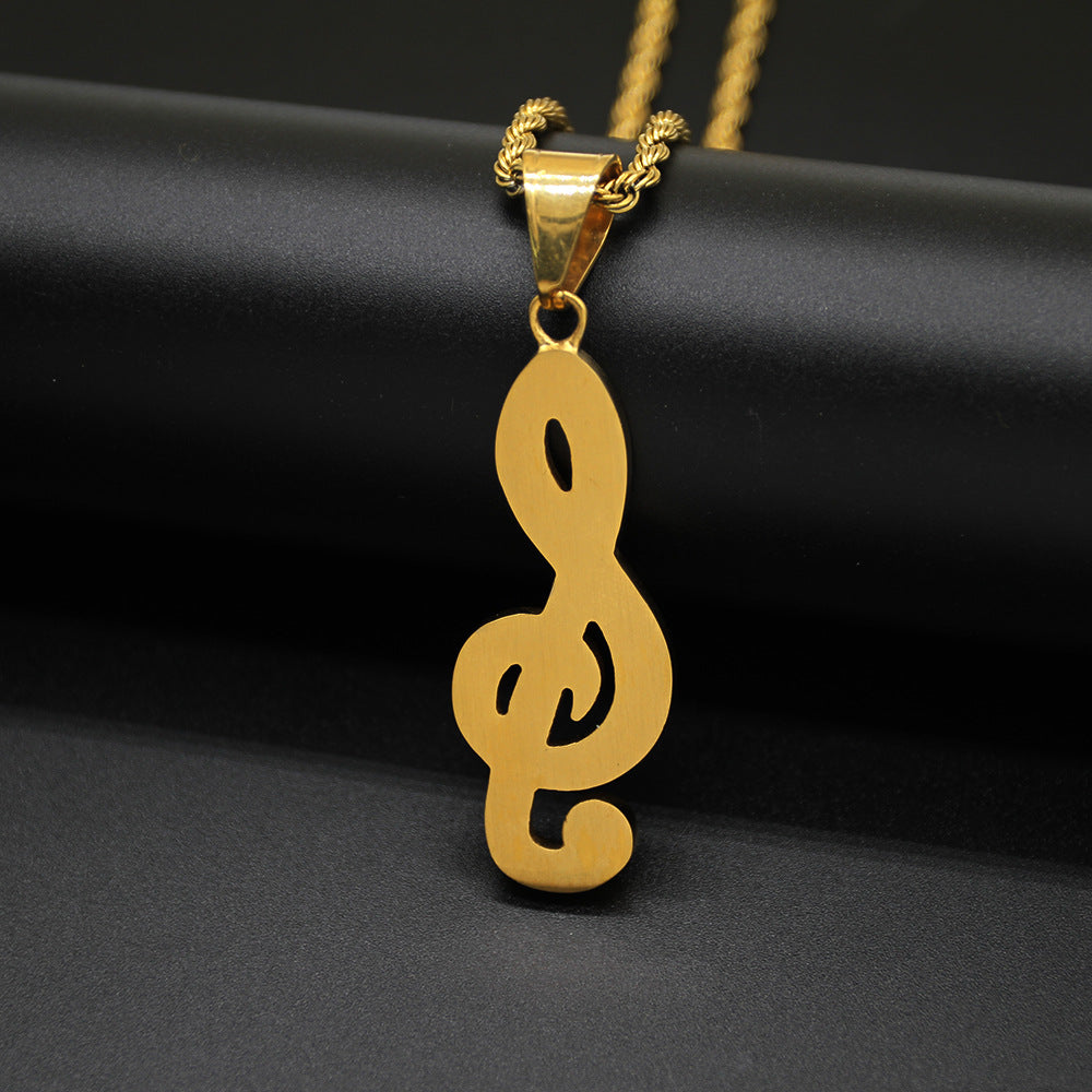 Planderful Hatsune Miku Music Note Necklace Zircon Titanium Steel Pendant Unisex Statement Jewelry For Anime Fans