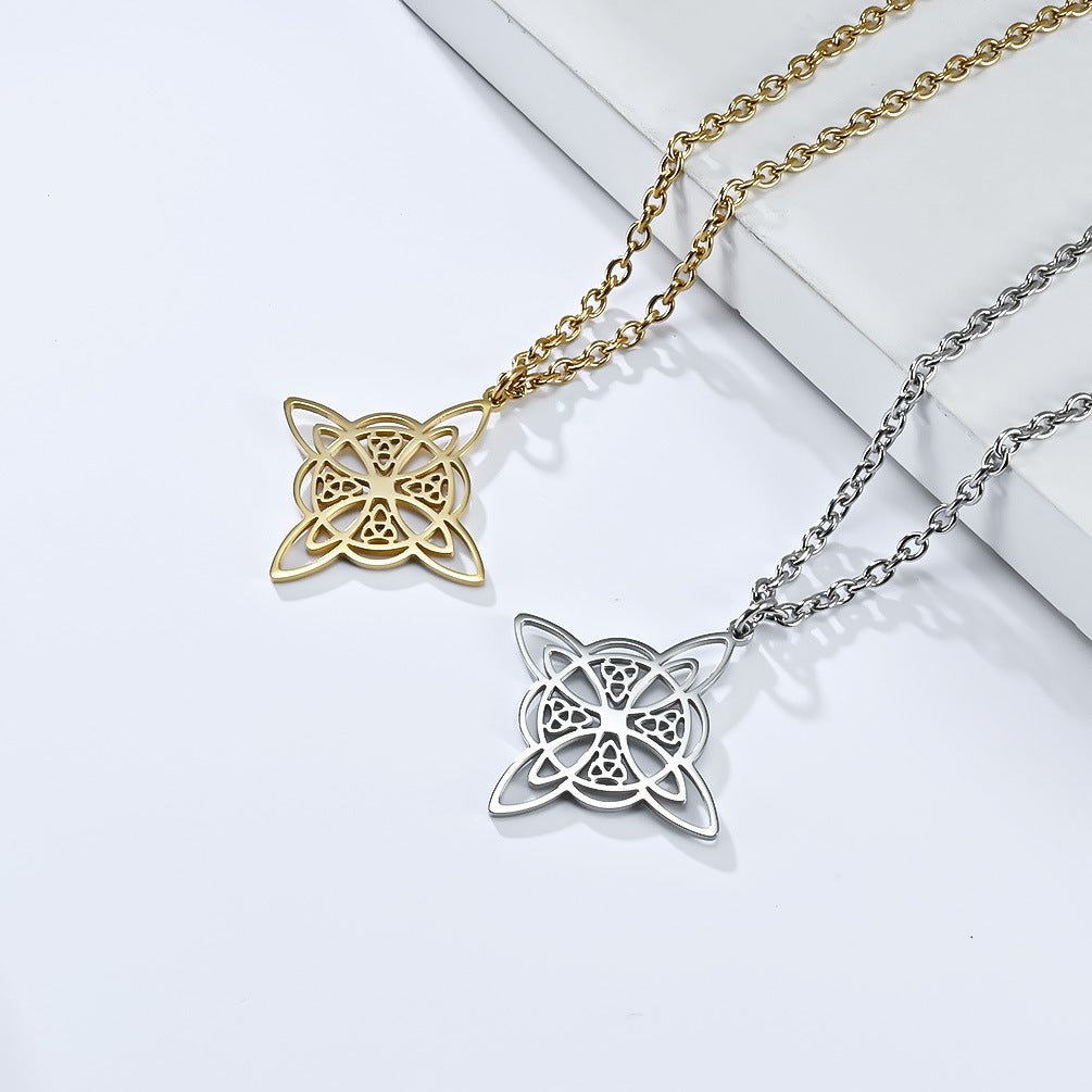 Planderful Nordic Celtic Eternal Knot Necklace Unisex Everyday Wear Durable Steel Chain