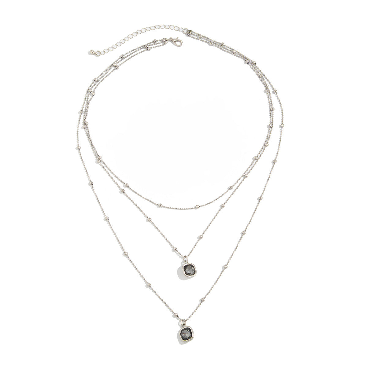 And Geometric Zircon Necklace Multi-Layer Creative Round Bead Thin Chain Necklace