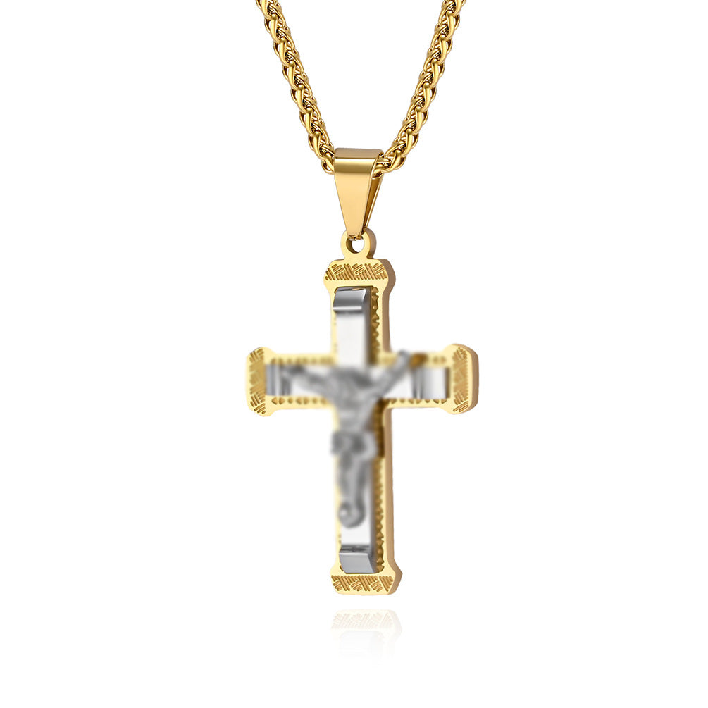 Planderful Hip Hop Cross Necklace Titanium Steel For Men Versatile Pendant Everyday Genie Collection
