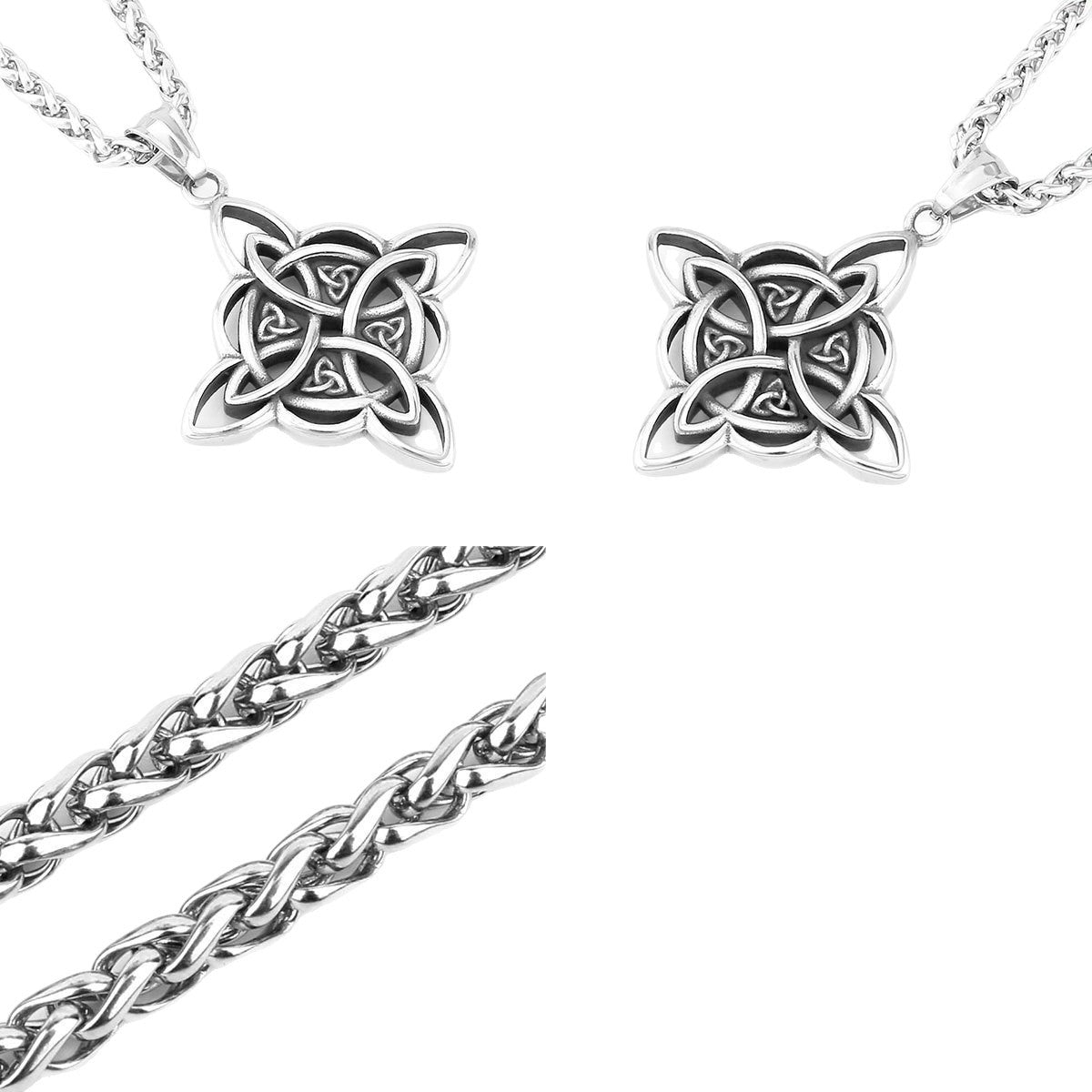 1. Planderful Viking Pendant Necklace for Men in Steel Celtic Knot Retro Nordic Style Gift