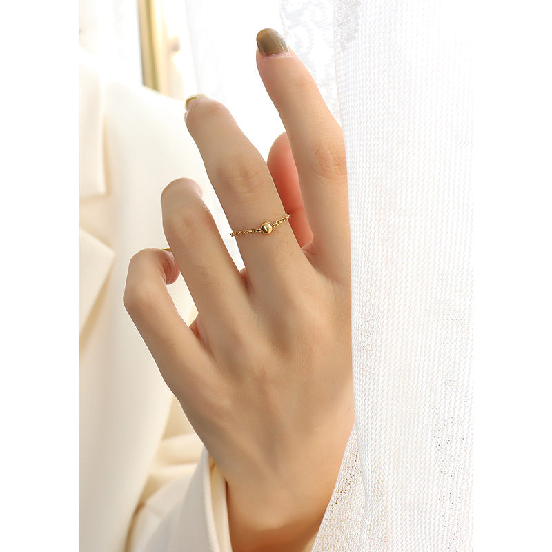 Lucky Minimalist Greek Steel Ball Ring with Gold Accent