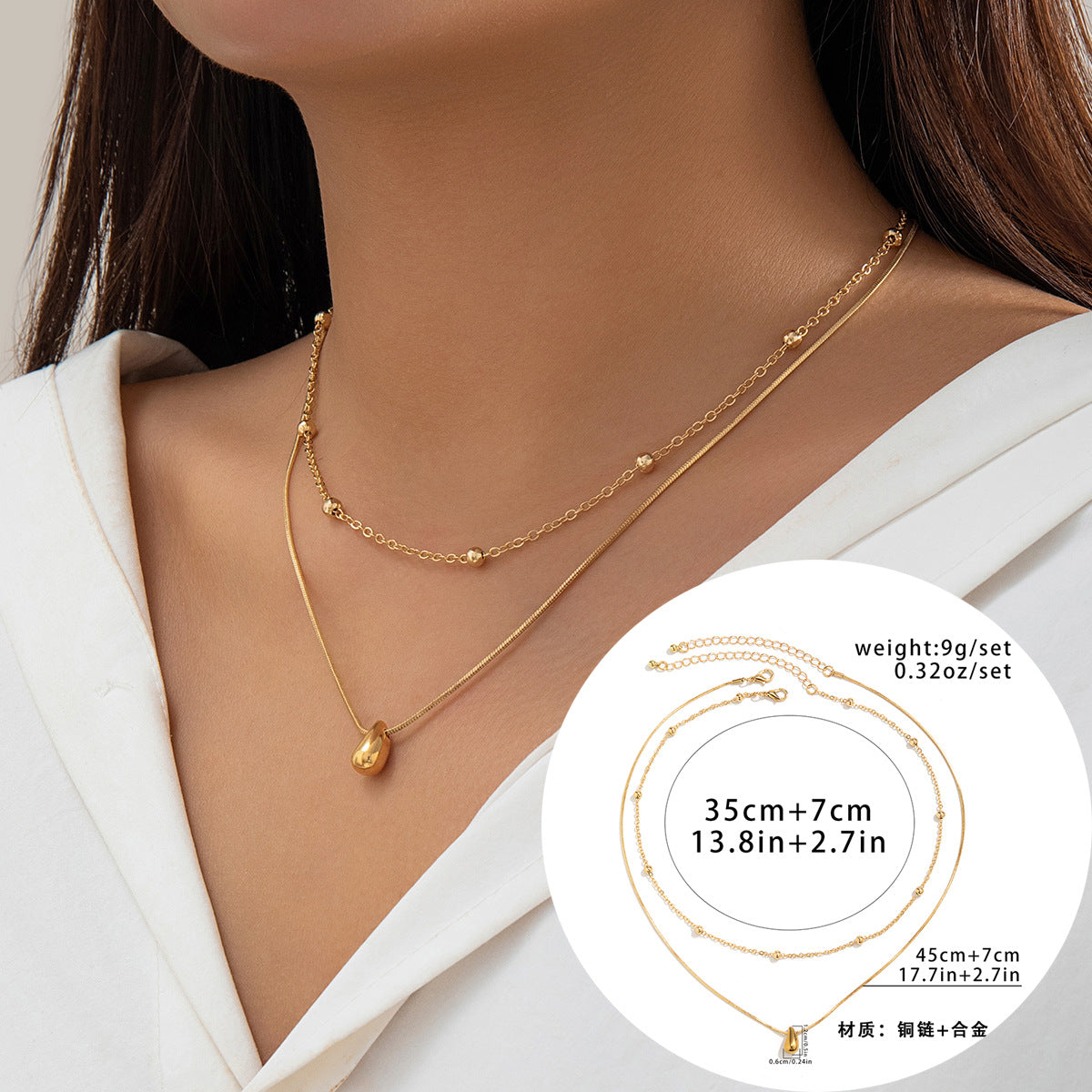 Exaggerated Ins Party Drop Smooth Necklace with Large Teardrop Comma – Cross-border Jewelry Inspired by Europe and The United States