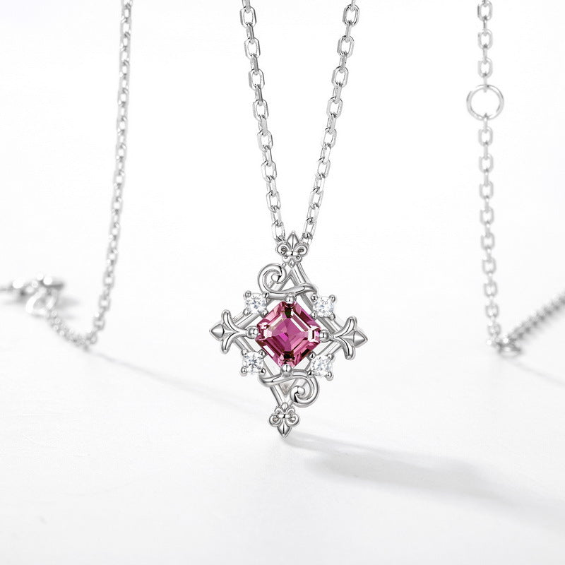 S925 Sterling Silver Lab-Grown Alexandrite Pendant Necklace