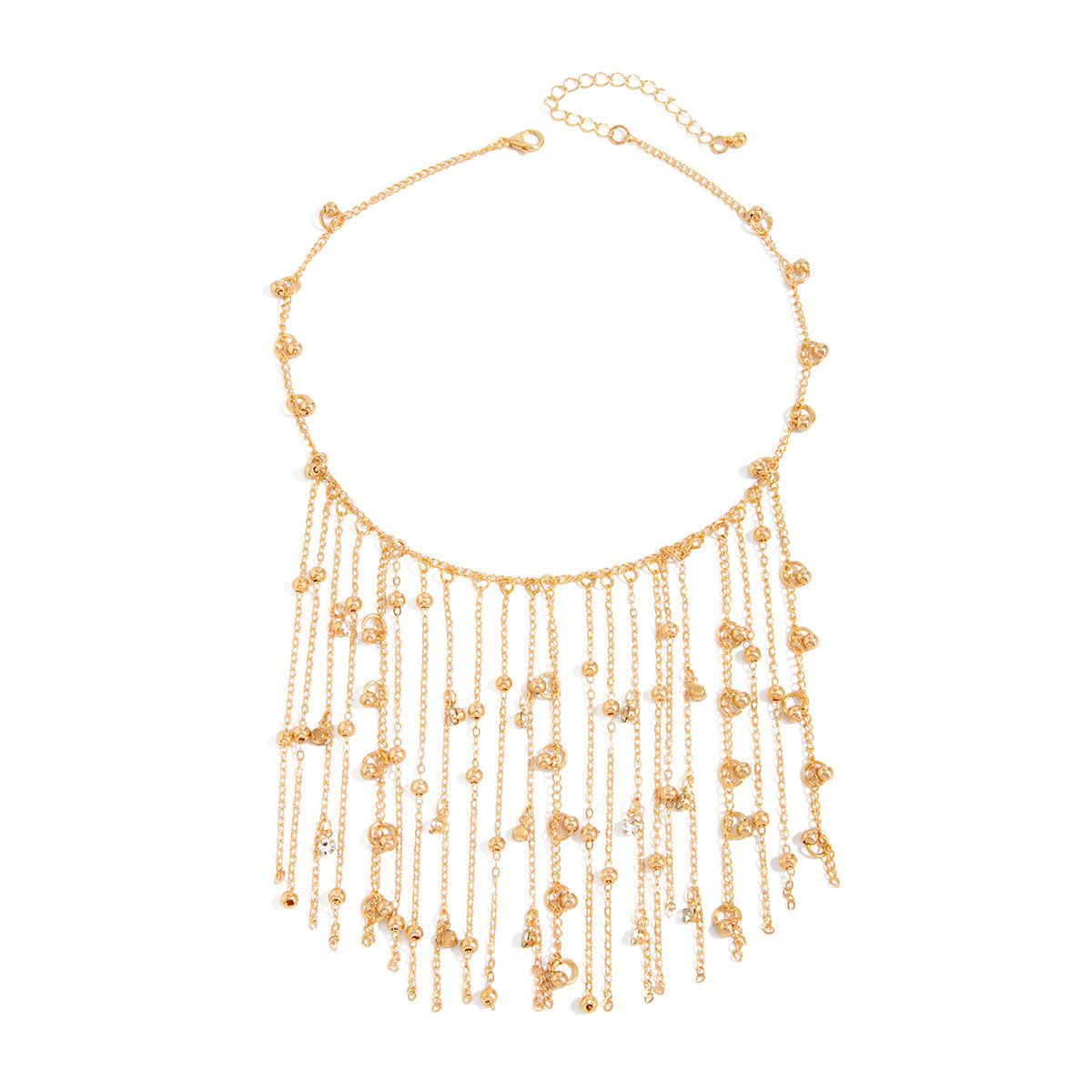 Crystal-Style Ball Fringe Necklace