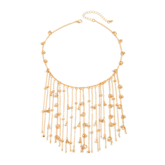 Crystal-Style Ball Fringe Necklace