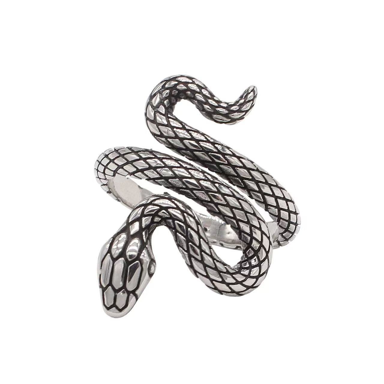 Planderful Jewelry Snake Ring in Titanium Steel Personalized European American Retro Design