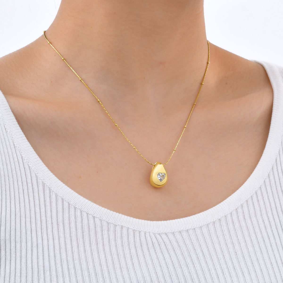 Heart Zircon Copper Necklace
