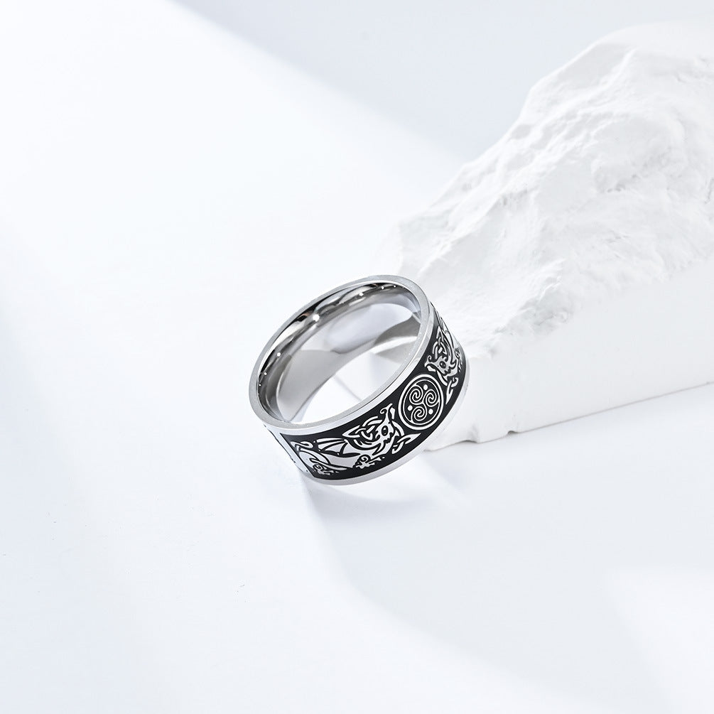 Planderful Celtic Knot Titanium Steel Ring Unisex Durable Ethnic Style Jewelry For Everyday Wear