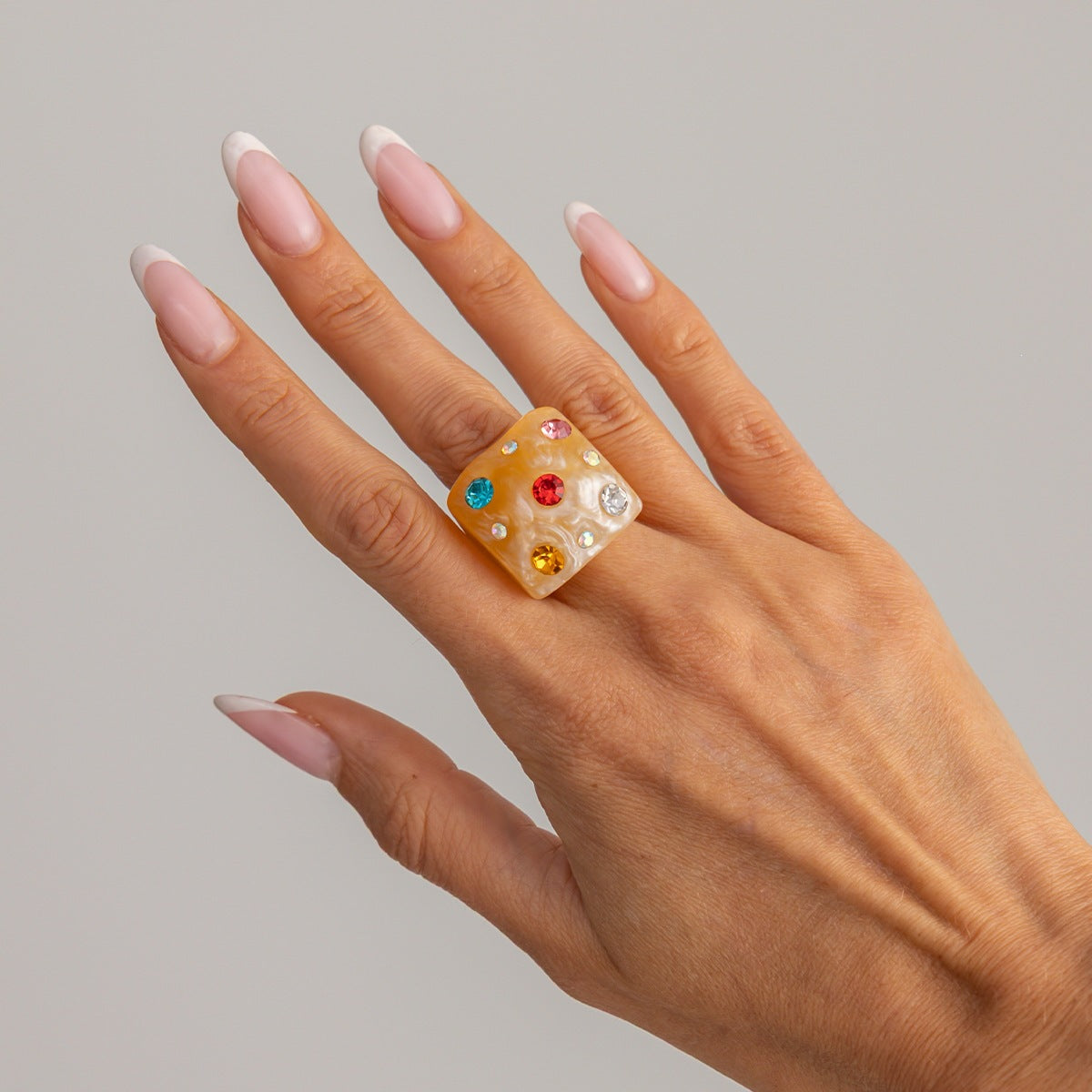 Planderful Zircon Square Ring For Women Smudged Micro Inlaid Sparkling Statement Jewelry Vienna Verve