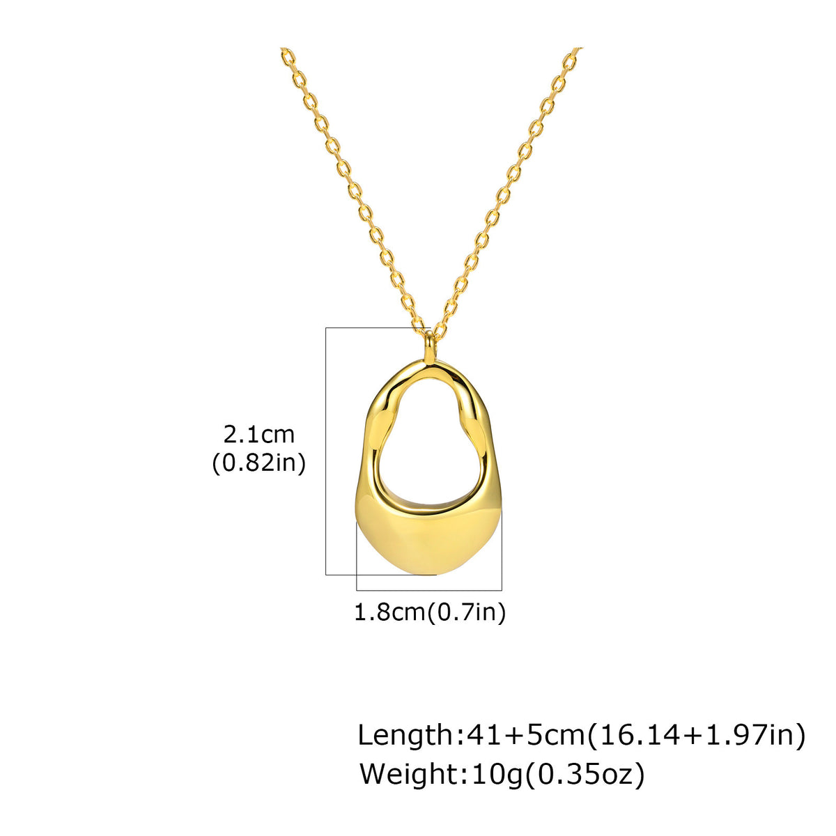 Simple Copper Material 18K Gold Hollow Irregular Pendant Necklace
