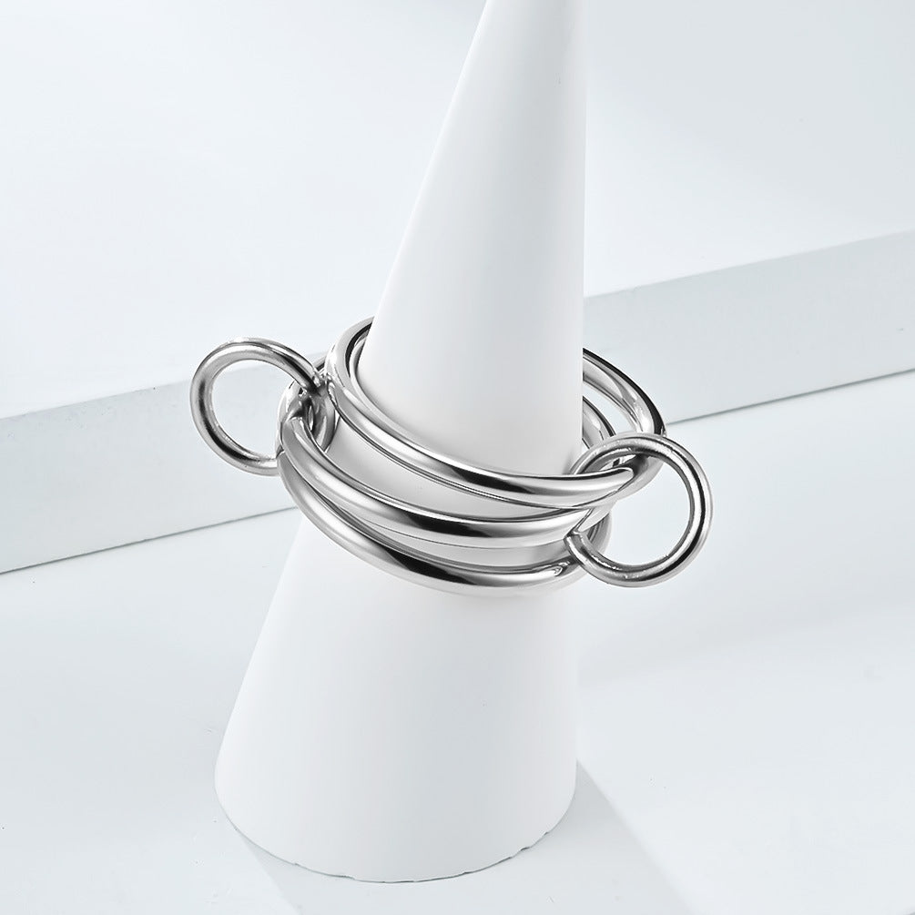 Planderful Everyday Genie Three Ring Stacking Ring Stainless Steel For Women Unisex Statement Jewelry