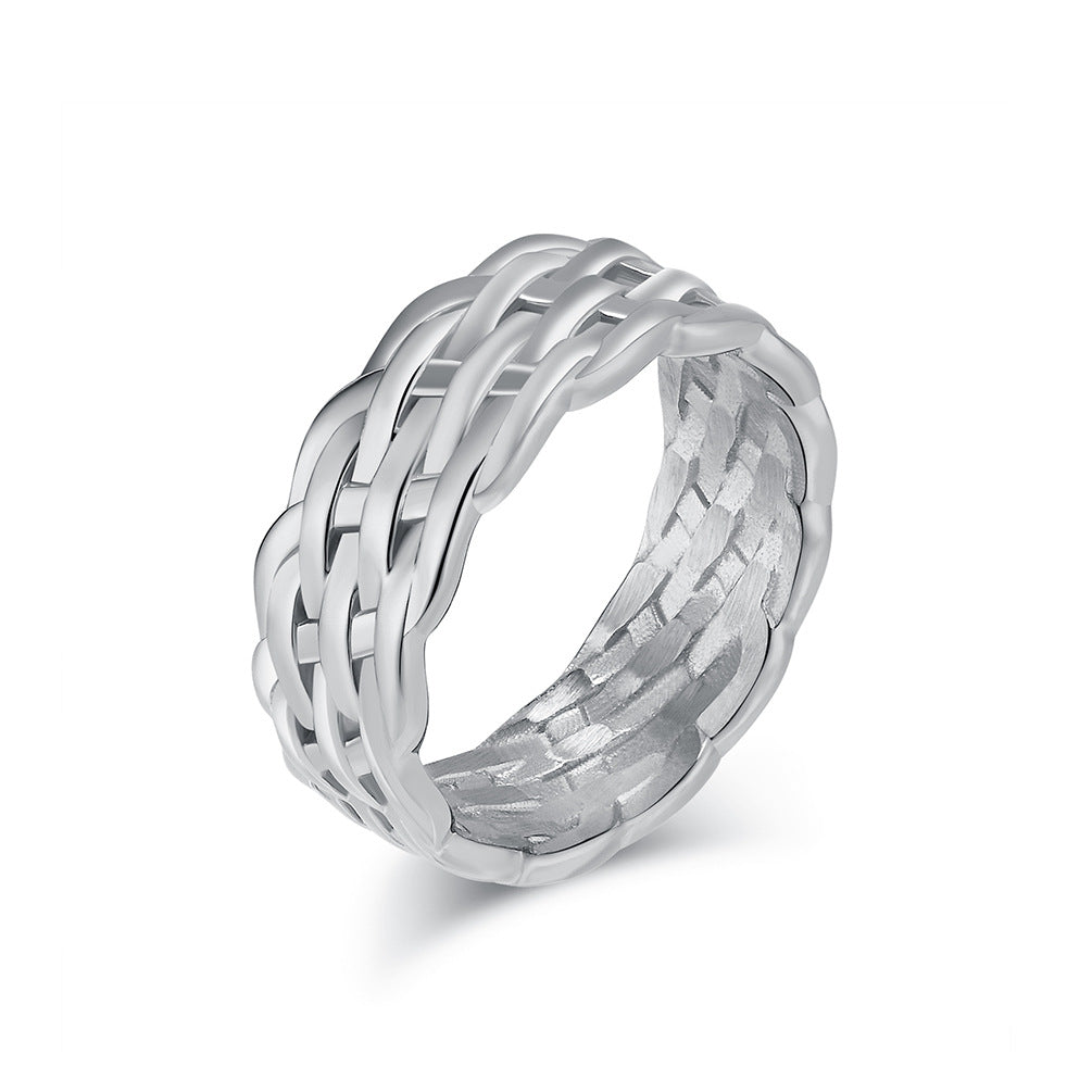 European And American Woven Titanium Steel Ring For Men