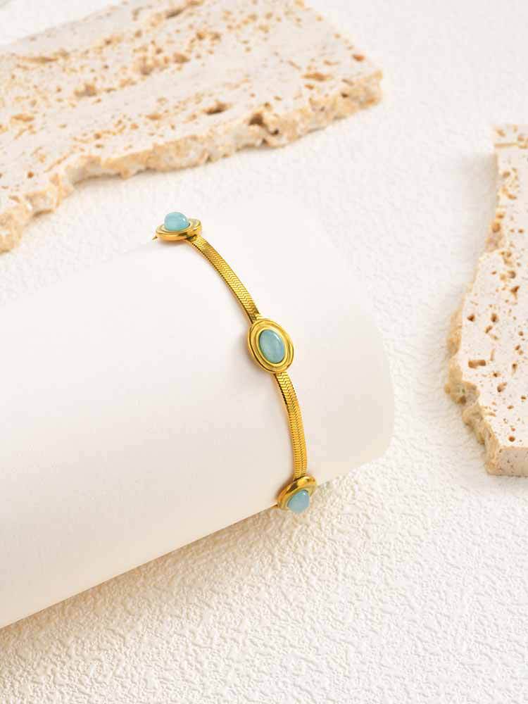 Stainless Steel Turquoise Blade Necklace Female Gift Collarbone Chain