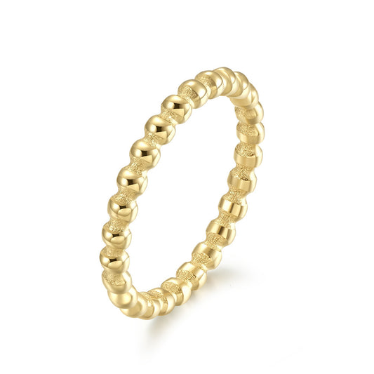 Planderful Everyday Genie Titanium Steel Stackable Ring For Women Beaded Round Beads Minimal Bold Jewelry