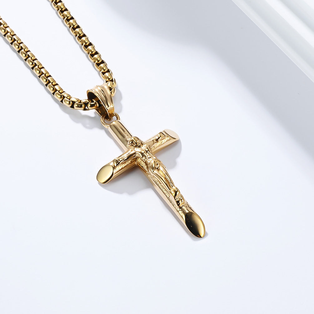 Planderful Titanium Steel Cross Necklace For Men Personalized Hip Hop Pendant Everyday Genie