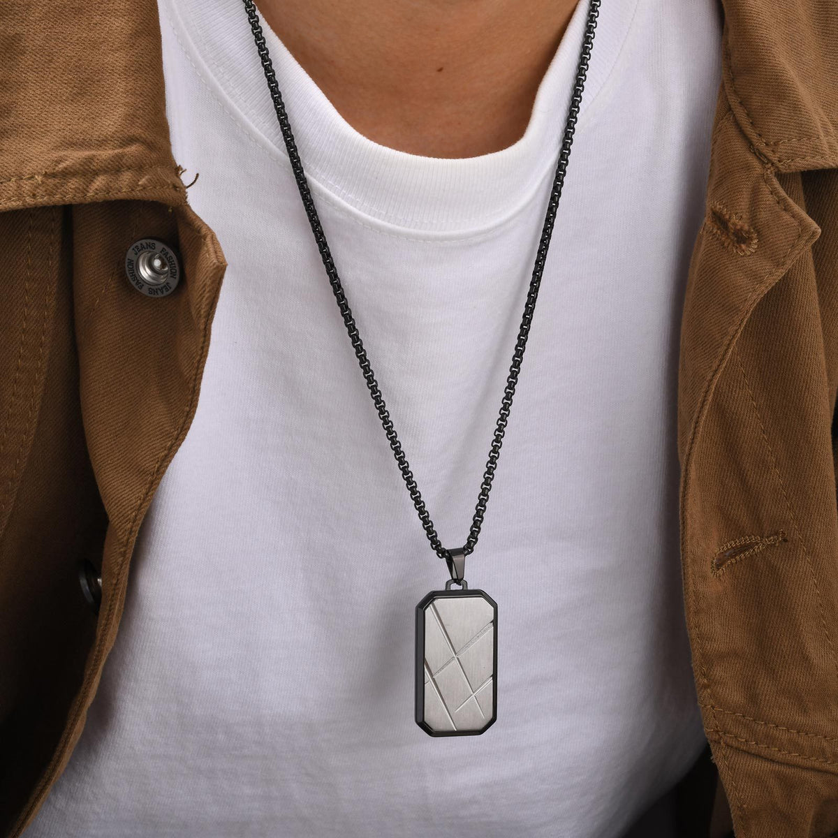 Geometric Stainless Steel Necklace for Men