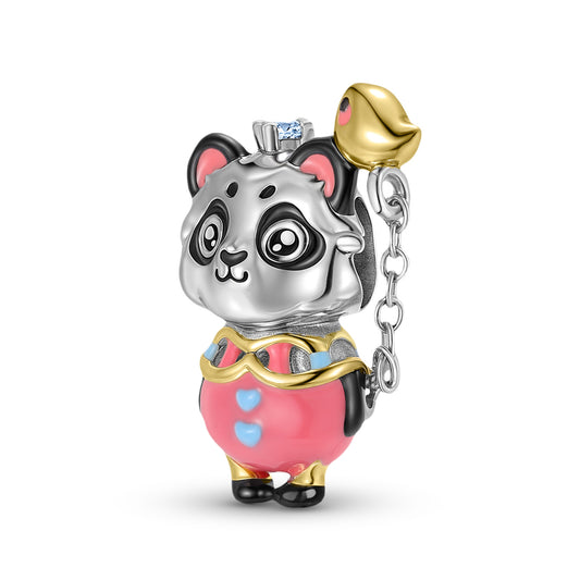 Planderful Jewelry Sterling Silver Beading Pendant Bracelet With 14K Gold Plating And Panda Beads