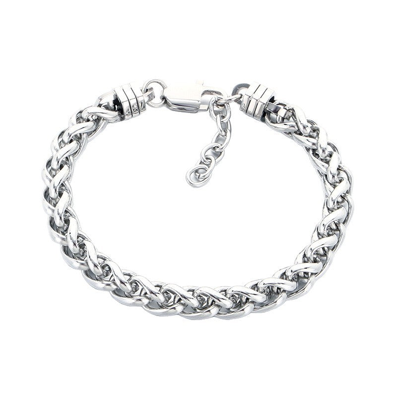 Rock Day Buckle – Hip Hop 8mm Keel Flower Basket Chain With Extension Chain Stainless Bracelet