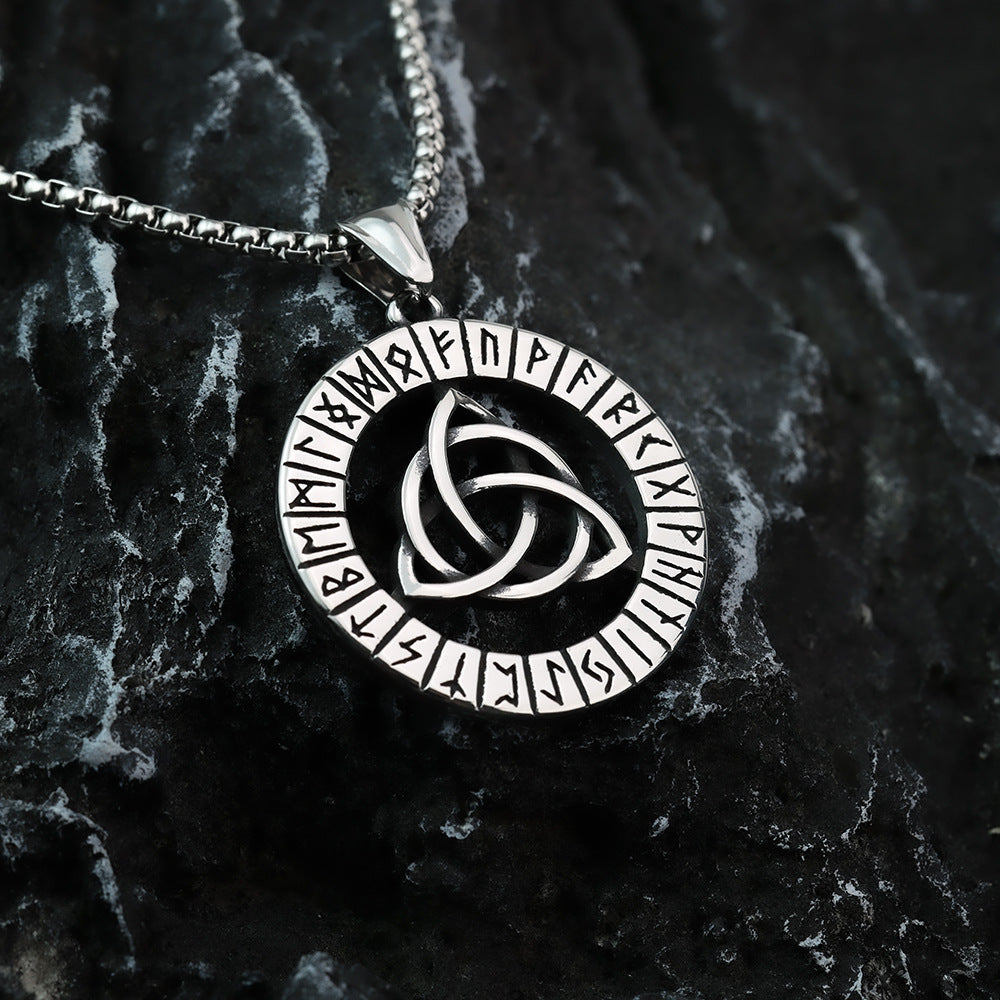 Planderful Norse Legacy Titanium Steel Rune Pendant Necklace For Men Viking Celtic Knot Jewelry