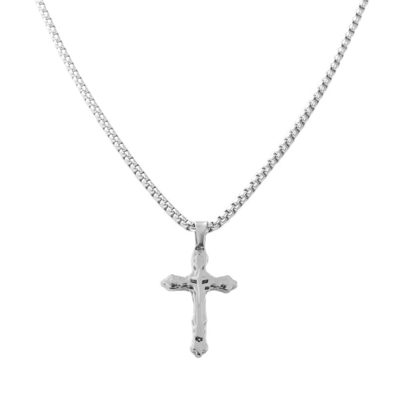 Stylish Men's Retro Titanium Steel Cross Pendant Necklace