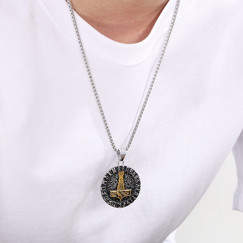 Planderful Thor Hammer Pendant Men Double Sided Stainless