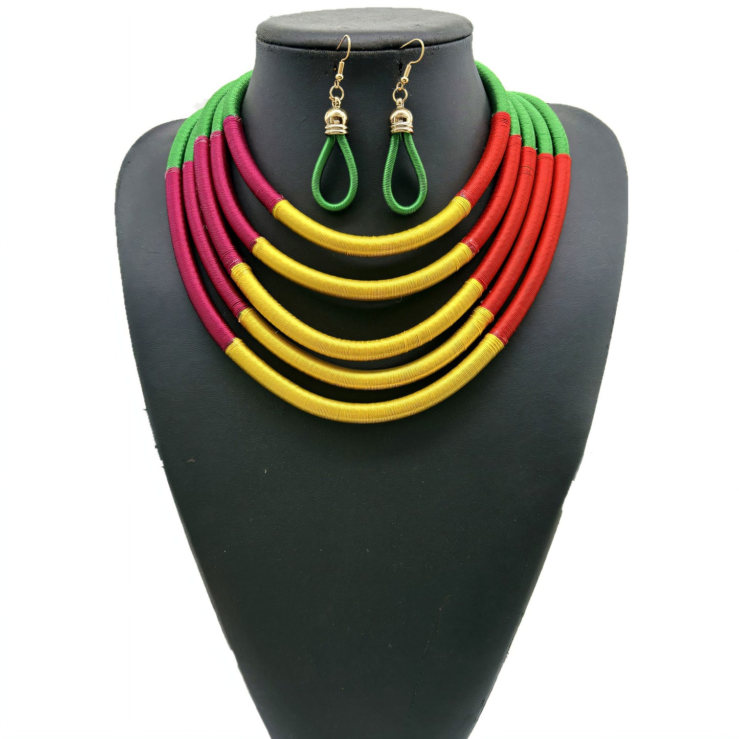 Planderful Savanna Rhythms Necklace and Earrings Set – Fashionable Multi-Layer Design