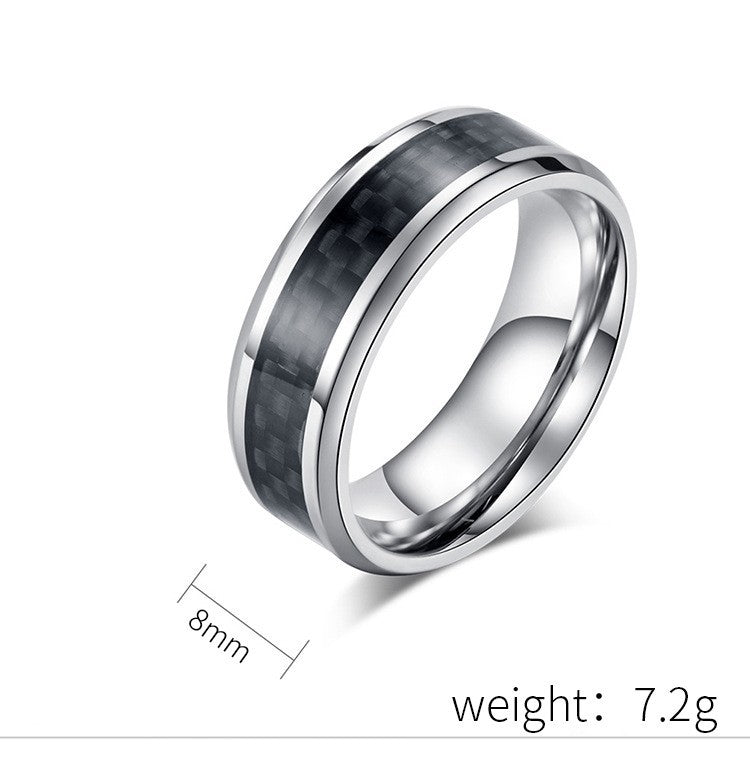 Steel Ring – Elegant Inlaid Carbon Fiber Ring