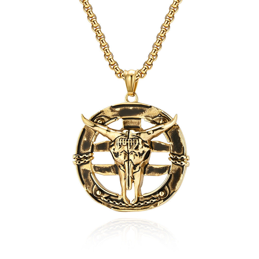 European And American Retro Evil Goat Skull Necklace For Men