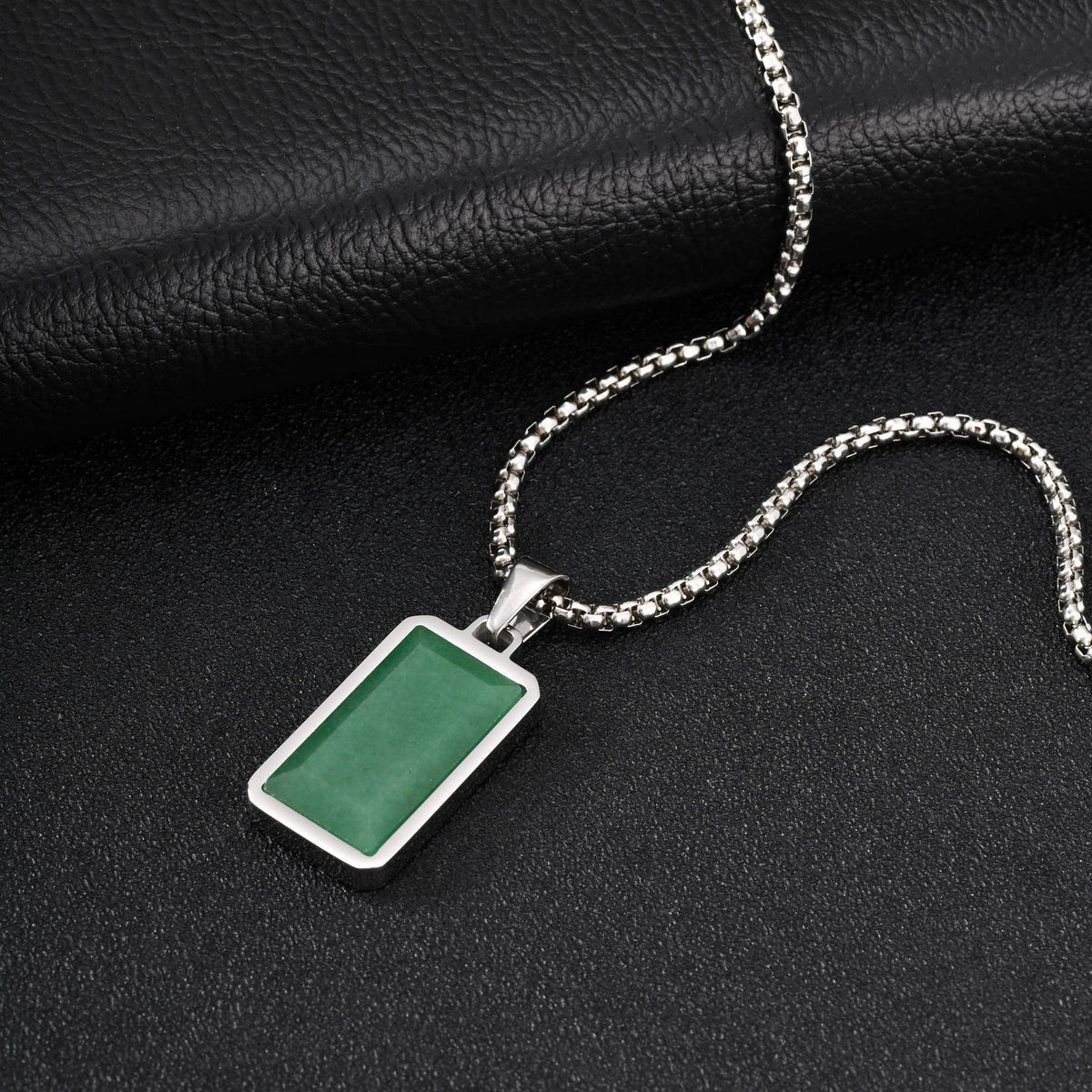 Green Aventurine Stainless Steel Pendant for Men