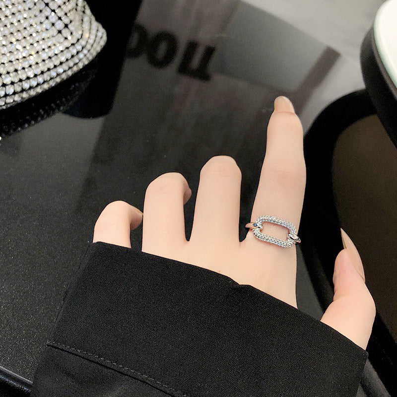 S925 Sterling Silver Zircon Halo Ring — Adjustable