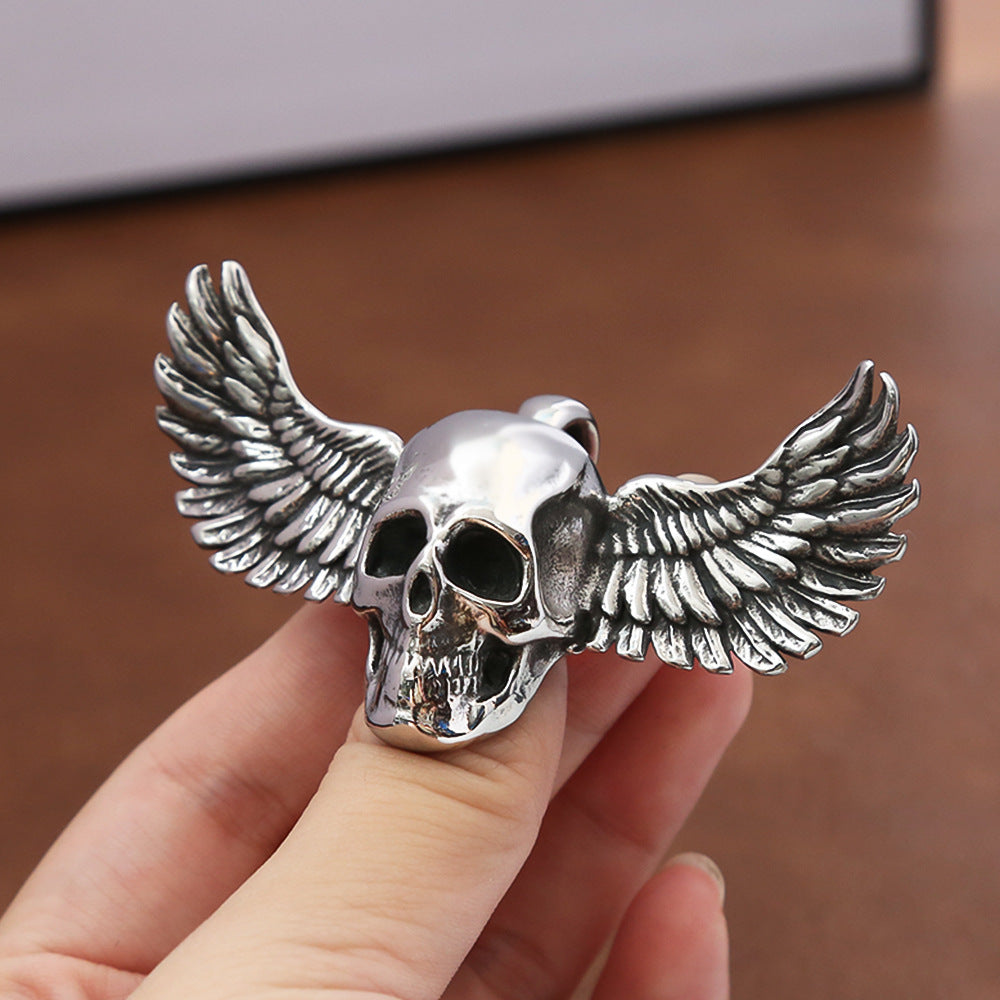 AliExpress Titanium Steel Jewelry Men's Skull Wings Pendant