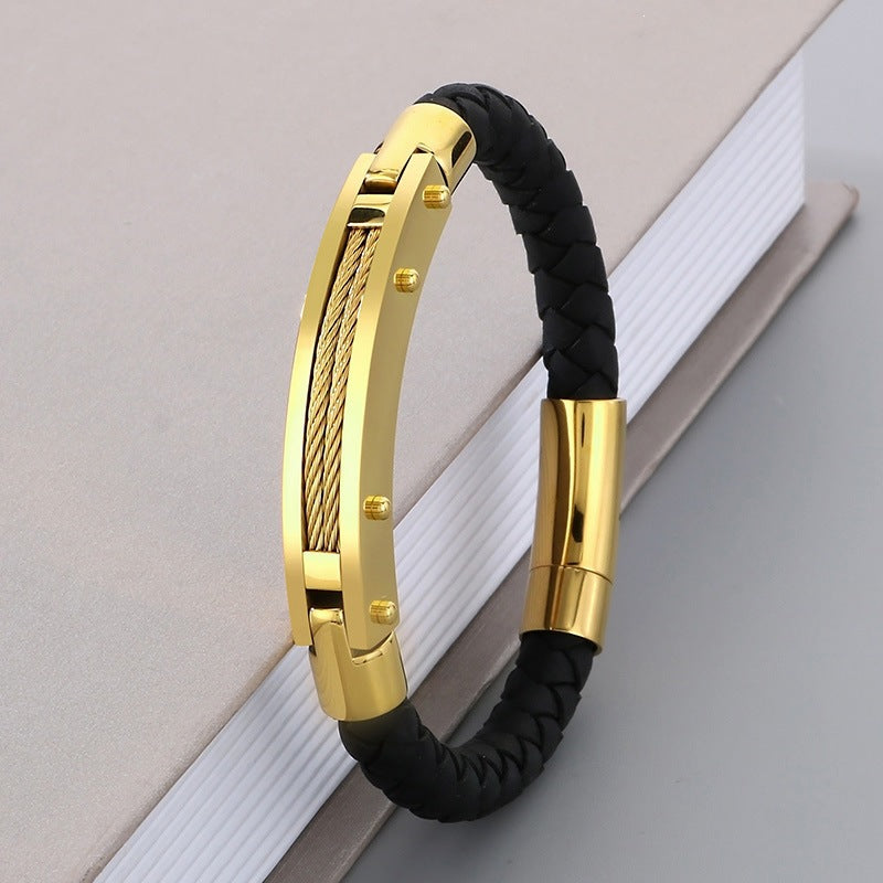 Cool Carbon Fiber Woven Leather Bracelet – & Men's Stainless Steel Bracelet
