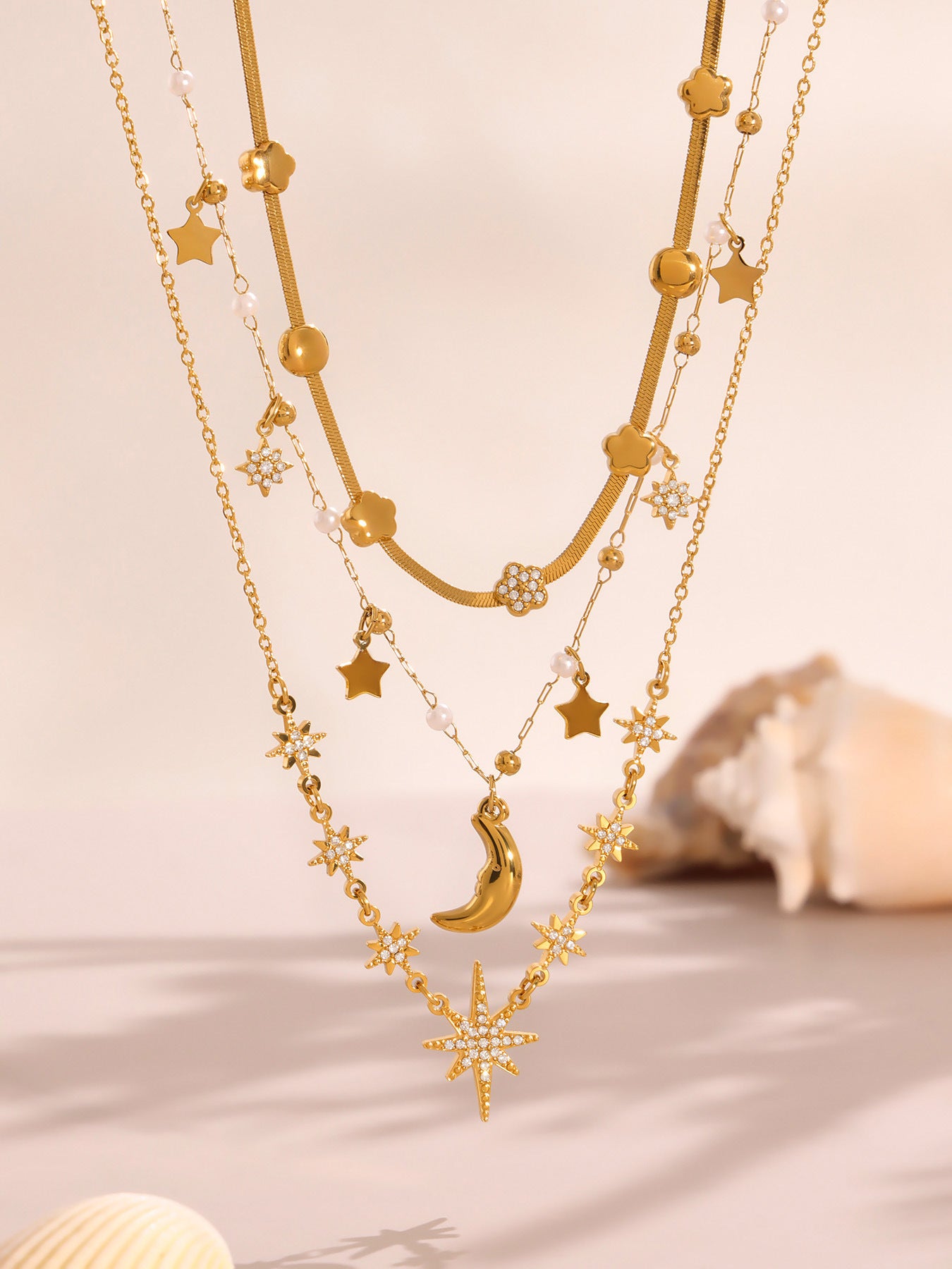 Planderful 18K Gold Zircon Collarbone Necklace Women