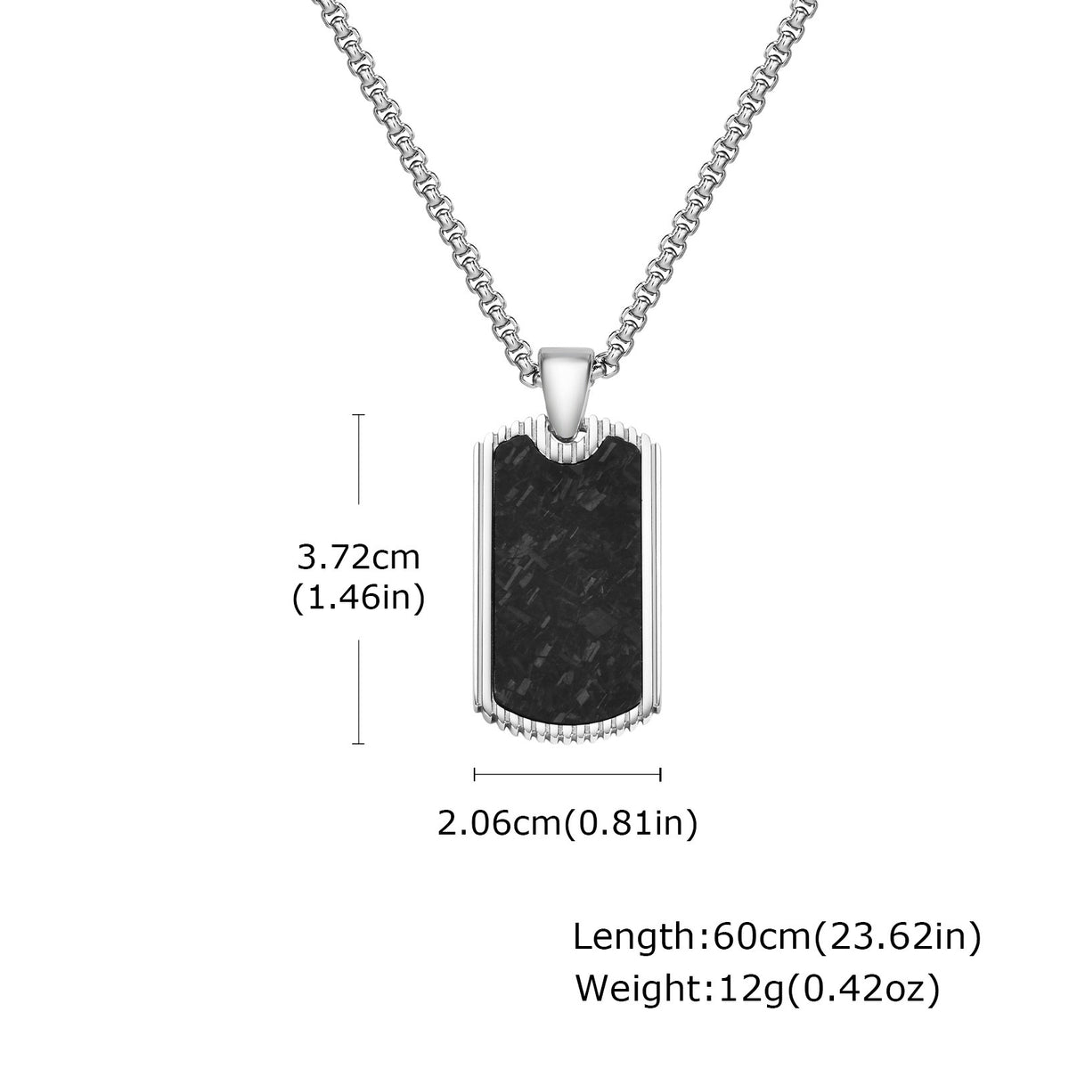 Carbon Fiber Dog Tag Stainless Steel Necklace