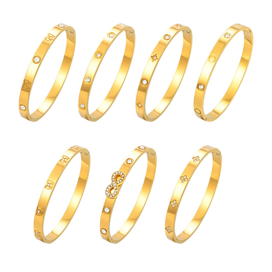 Flower Zircon Stainless Steel Bracelet