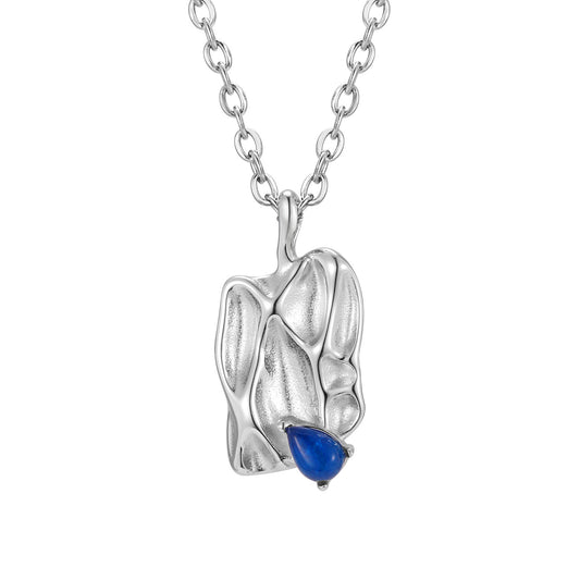 Natural Stone Textured Stainless Steel Necklace for Men
