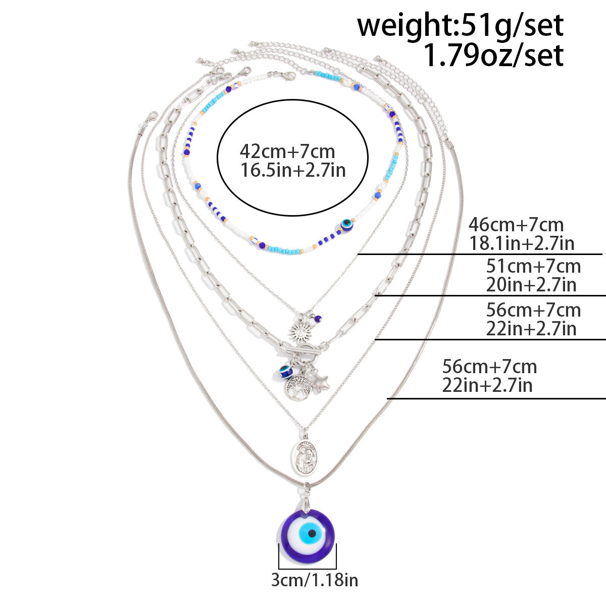 Evil Eye & Tree of Life Layered Necklace