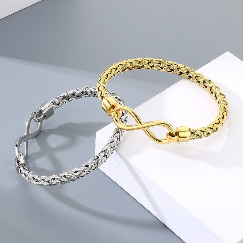 Stainless Steel Infinite Symbol Bracelet – Infinite Love Woven Titanium Steel Advanced