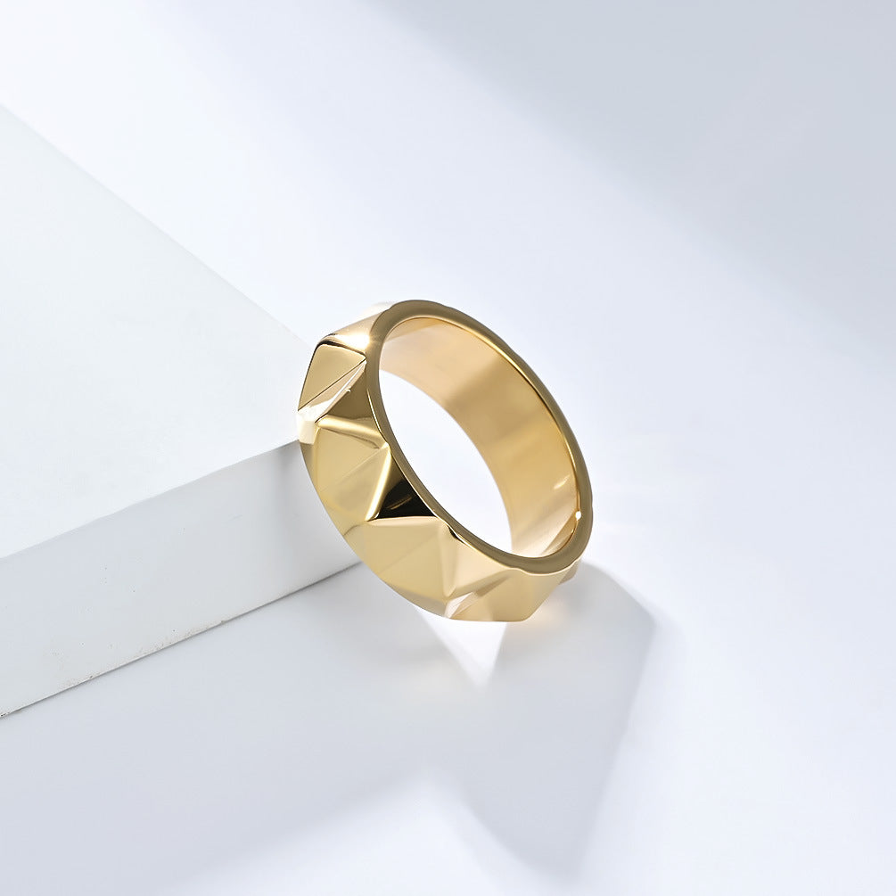 Steel Ring – Minimalist Tapered Rhombus Surface
