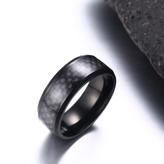 Men's Stainless Steel Ring 8MM Carbon Fiber Fashion Ring