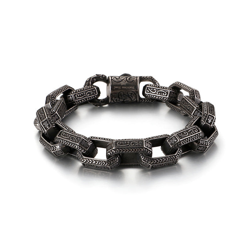 Punk-Inspired Personalized Titanium Steel Bracelet for Men in Wholesale Stainless Steel Jewelry