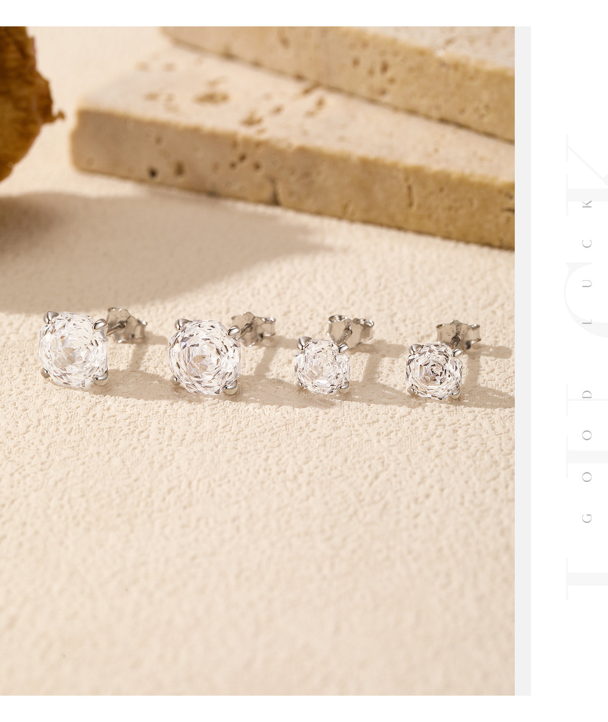 925 Sterling Silver Minimalist Rose-Cut Zircon Stud Earrings